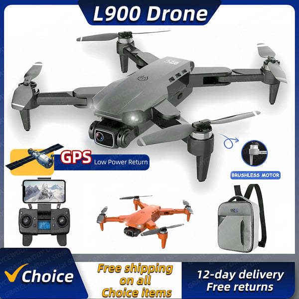 L900 PRO GPS Drone 4K HD Câmera dupla profissional, Estabilização aérea, Motor sem escova, Quadcopter dobrável, Helicóptero RC, 1200m