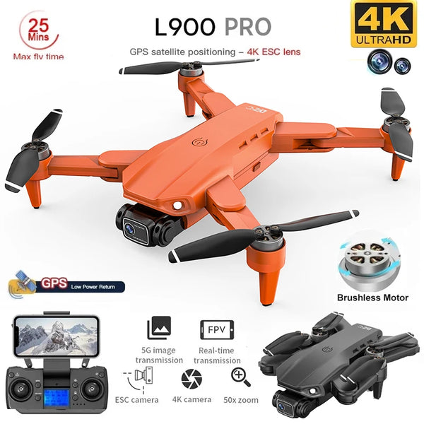 L900 Pro GPS Drone profissional, Câmera dupla 4K HD, Fotografia 5G WiFi, Quadcopter dobrável sem escova, RC Distância 1.2km, Dron Toy