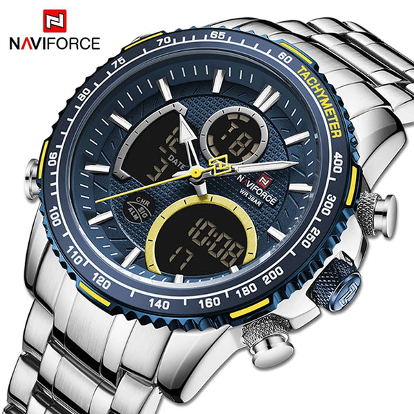 Naviforce men assist topo marca de luxo grande dial relógios do esporte dos hom