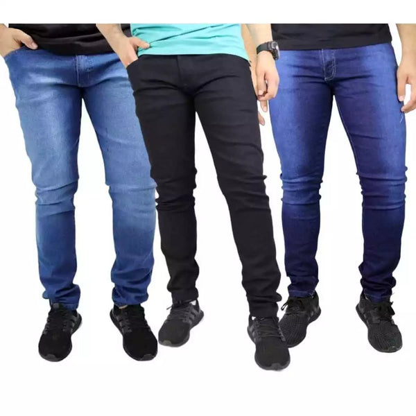 Kit 3 Calça Masculina Jeans com Elastano Slim Fit Promoção